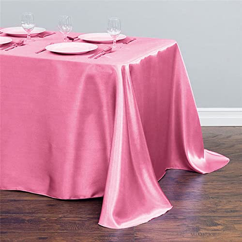 Rechteckige Tischdecke aus Satin, Tischdeckenüberzüge für Hochzeiten, Weihnachtspartys, Geburtstage, Bankette, Dekoration für den Esstisch zu Hause, Roségold, 145 x 304 cm (57 x 120 Zoll von PIZZZENO