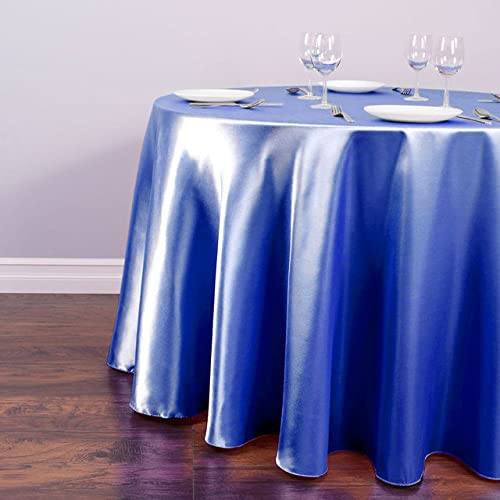 Runde Tischdecke aus Satin, Tischdeckenüberzüge, für Duschen, Geburtstage, Bankette, Dekoration für den Esstisch zu Hause, Königsblau, Durchmesser 180 cm von PIZZZENO