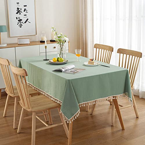 Tischdecke aus Baumwollstoff mit Quastennähten, waschbare Tischdecke für Partys, Essen und Bankette, Dekoration, luxuriöse Tischdecke, Hellgrün, 110 x 110 cm von PIZZZENO