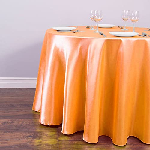 Tischdecke für Hochzeiten, Satin, Tischdecke, Überzug, rund, für Hochzeit, Party, Dusche, Geburtstag, Bankett, Dekoration, Zuhause, Esstisch, Koralle, Orange, 180 cm, 70,86 Zoll von PIZZZENO