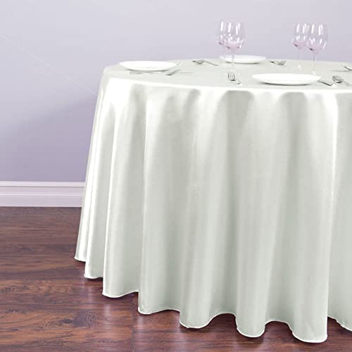 Tischdecke für Hochzeiten, Satin-Tischdecke, rund, für Hochzeit, Party, Dusche, Geburtstag, Bankett, Dekoration, Zuhause, Esstisch, Elfenbein, 145 cm, 57,09 Zoll von PIZZZENO