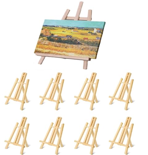 8 Stück Tischstaffelei Holz, 40 CM Tragbare Staffeleien, Display-/ Tischstaffelei, Höhenverstellbar, Deko-Ständer, Staffelei Kinder, für Gemälde, Kinder Kunst & Handwerk von PJCFTCWKJ