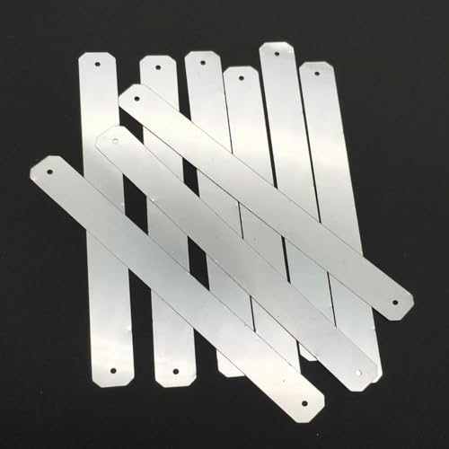 120 Stück/500 Stück, 10 x 100 mm, große rechteckige Stange, zwei Löcher, flache Pailletten zum Nähen, Basteln, Damen, DIY, Kleidungszubehör, Silber, 180 g, 500 Stück von PKINN