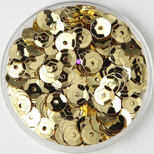 3 mm, 4 mm, 5 mm, 6 mm, 8 mm, 10 mm, Pailletten, konkav, runde, lose Pailletten, Bastelpailletten, Nähen von Kleidung, DIY-Zubehör, Pailletten-Gold, 2–3 mm, 10 g von PKINN