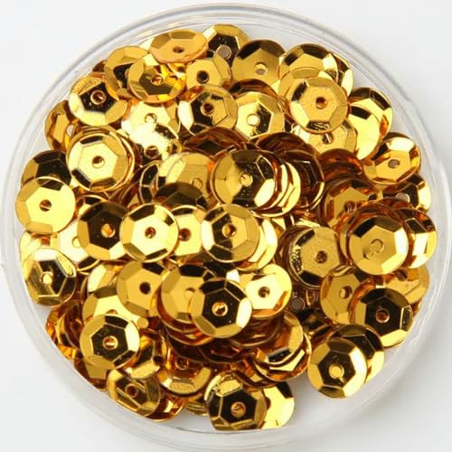 3 mm, 4 mm, 5 mm, 6 mm, 8 mm, 10 mm, Pailletten, konkav, runde, lose Pailletten, Bastelpailletten, Nähen von Kleidung, DIY-Zubehör, Pailletten-Gold-3 mm, 10 g von PKINN