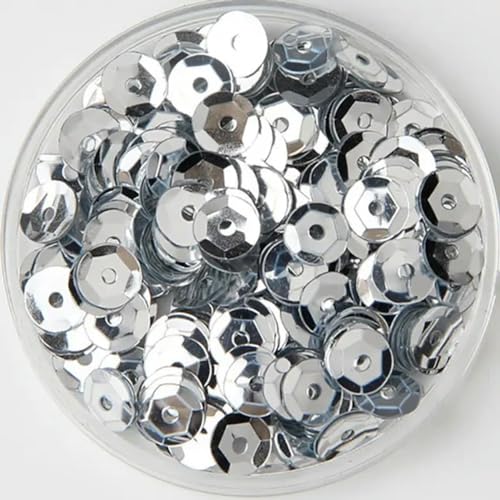 3 mm, 4 mm, 5 mm, 6 mm, 8 mm, 10 mm, lose, runde, konkave Pailletten für Kleidung, Basteln, Hochzeitspailletten, Scrapbooking, 10 g/20 g-Silber-3 mm, 20 g von PKINN