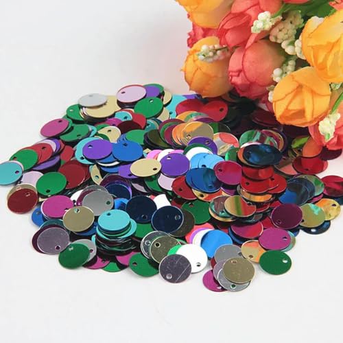 450 g bunte große runde Pailletten, 10, 15, 20–30 mm, lose runde Pailletten, Basteln, Nähen, Kleidung, DIY-Zubehör, Mix, 10 mm, 450 g von PKINN