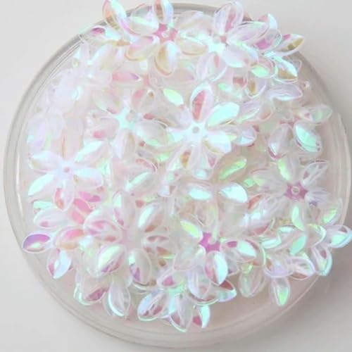 Pailletten, 15 mm, flach, sechsblättrige Blumen-Pailletten, Nähen, Hochzeit, Basteln, Damenbekleidung, Accessoires, Pailletten zum Basteln, 10 g/Los, ab transparent, 15 mm, 10 g von PKINN