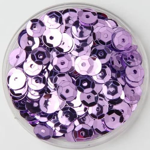 Pailletten in verschiedenen Farben, verschiedene Größen, 4 mm, 5 mm, 6 mm, runde Cup-Pailletten, zum Nähen, Basteln, Hochzeit, Damenbekleidung, Accessoires, 10 g, hellviolett, 6 mm, 10 g von PKINN