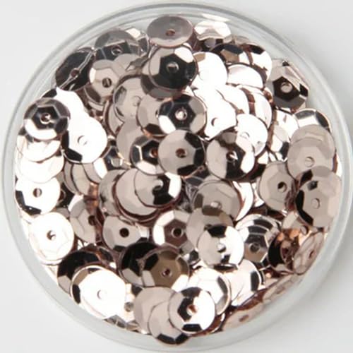 Pailletten in verschiedenen Farben, verschiedene Größen, 4 mm, 5 mm, 6 mm, runde Cup-Pailletten, zum Nähen, Basteln, Hochzeit, Damenbekleidung, Accessoires, 10 g-Champagner-5 mm, 10 g von PKINN