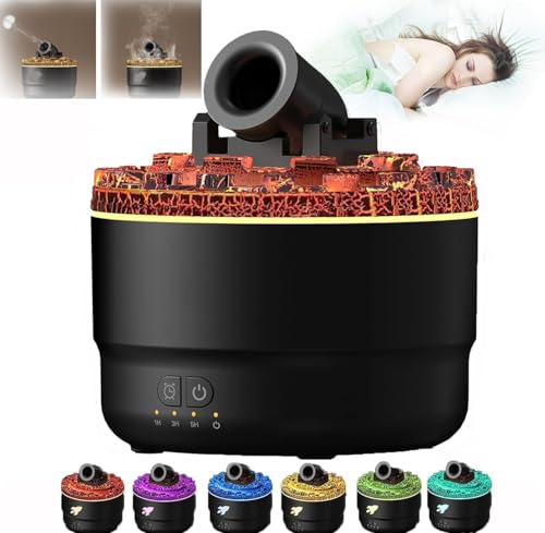 PKKP Aroma Diffuser, 7 Farben LED Cannon Humidifier, 280ML USB Geräuschloser Diffusor mit 2 Nebelmodi 3 Timing-Stufen, Luftbefeuchter DuftöL Diffuser für Zuhause Büro Schlafzimmer (Schwarz) von PKKP