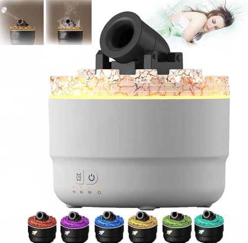 PKKP Aroma Diffuser, 7 Farben LED Cannon Humidifier, 280ML USB Geräuschloser Diffusor mit 2 Nebelmodi 3 Timing-Stufen, Luftbefeuchter DuftöL Diffuser für Zuhause Büro Schlafzimmer (Weiß) von PKKP