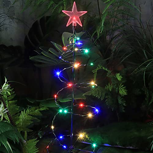 PKKP Weihnachtsbeleuchtung Solar Außen, 70CM Solar Lichterkette Weihnachtsbaum Metall Spiral, IP65 Wasserdicht Weihnachtsdeko Aussen mit 8 Modi für Garten, Bäume, Terrasse, Hochzeit (Farbe) von PKKP