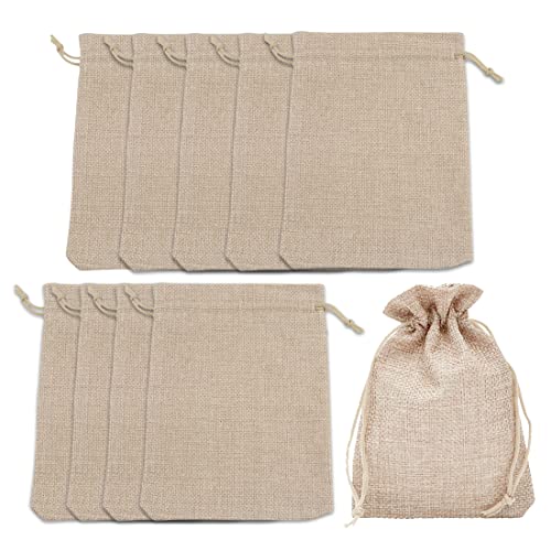 PLABBDPL 10 Stück Jute-Geschenktüten mit Kordelzug,7x9cm wiederverwendbare Geschenktüten,Jutebeutel, asche für Hochzeitsgeschenke,Party, Schmuckbeutel, Weihnachten von PLABBDPL