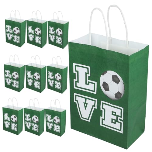 10 Stück Fußball Party Papiertüten Verpackungstüten Beutel Snacks Snackbeutel Papiertüten Partytüten Für Erwachsene Partytüten Zubehör Fußball Papier Geschenktüten Sport PLAFOPE von PLAFOPE