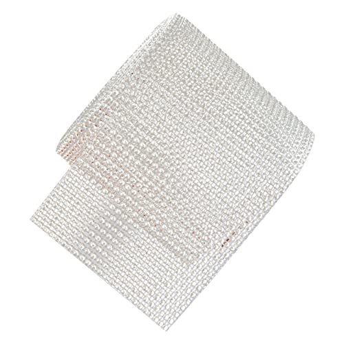 PLAFOPE 1 Rolle dekorativer Bastelbesatz Strassbandbesatz Strassbesatz selber machen Glitzerband Kleider weihnachtskrippe Aufkleber handgefertigter Kostümbesatz Strass-Mesh Plastik Silver von PLAFOPE