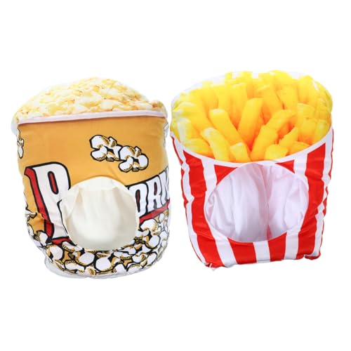 PLAFOPE 1 Satz 2 Stk Verwandlungshut für Haustiere Plüsch-Popcorn-Hüte Plüsch-Neuheitshut Hut für frittiertes Essen tiermütze faschingshüte caps lustiger Hut Popcorn-Hut PP Baumwolle rot von PLAFOPE