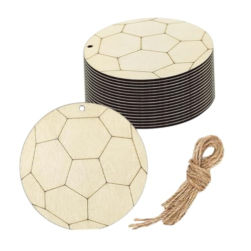 PLAFOPE 1 Satz Fußball Holzschnitzel Etikett Decoupage Papierstreifen Basteln Leere Leinwandausschnitte Grundbrett Schild Holzscheibe Holzblöcke Graffiti Chips Holzausschnitt von PLAFOPE