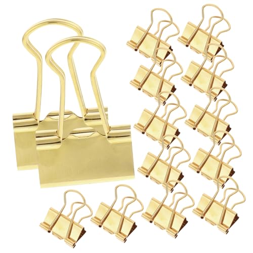 PLAFOPE 1 Schachtel Elliot-Ordner Miniclips goldene Binderklammern Binderclip Farbige Aktenordner Mini-Bindeklammern lesezeichen klammer clipboard Schulbedarf Schulmappenclips Metall von PLAFOPE