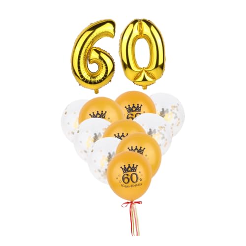 PLAFOPE 12 Stück 1 Satz Geburtstag Luftballons Goldene Zahlenballons Ballons Bedrucken Konfetti-luftballons Luftballons Für Geburtstagsfeiern 60 Ballonnummern 60 Jahre Ballon von PLAFOPE