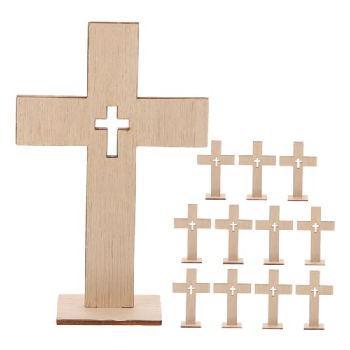 PLAFOPE 12 Stück Holzkreuze Zum Basteln, Stehende Kreuze, Basiskreuze, Tischdekoration Für Den Außenbereich, Kirche, Zuhause, Raumdekoration, Tisch, Religiöse Kreuze von PLAFOPE