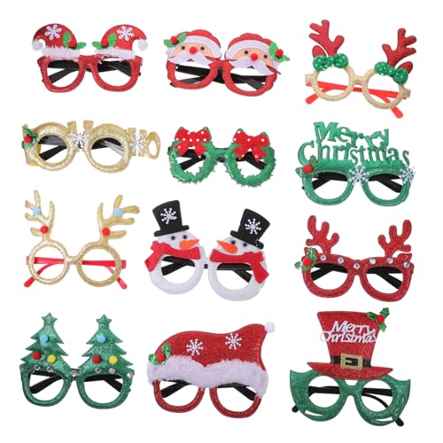 PLAFOPE 12St Lustige Weihnachtsparty-Sonnenbrille Weihnachts-Sonnenbrille weihnachtsmotiv weihnachten weihnachtsverkleidung Brillengestelle für Weihnachten Weihnachtsbrille prop Vlies von PLAFOPE