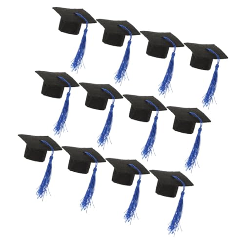 PLAFOPE 12St Mini-Arztmütze abschlussfeier graduation cap Abschlussdekoration Dekoration für Blumensträuße blaue Kappe Flasche tiere Mini-Abschlussmütze Abschlusshut Glas Topper Vlies Blue von PLAFOPE