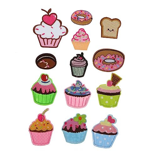 PLAFOPE 13 Stück Cupcake-Patches zum Aufbügeln auf Kuchen-Patches für - Stickerei-Abzeichen auf Kleidung von PLAFOPE