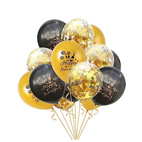 PLAFOPE 15 Stück Frohes Neues Jahr Luftballons Set Latexballons Mit Druck Und Konfetti Für Festliche Partydekoration Dekorative Hintergründe Und Partyzubehör Für Unvergessliche Feiern von PLAFOPE