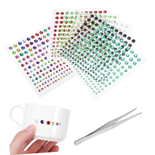 PLAFOPE Selbstklebende Glitzersteine Mit Pinzette Bunte Rhinestone Sticker Für Bastelprojekte Grußkarten Gesicht Und Nageldesign DIY Dekoration Für Und Erwachsene von PLAFOPE