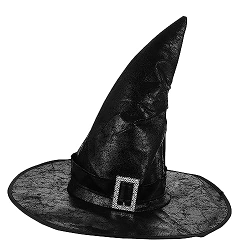 PLAFOPE 1stk Hexenhut Kopfschmuck Zauberer Zubehör Lustiger Plüsch Breiter Hut Verrückte Hüte Für Erwachsene Hexen-partyhüte Maskerade-zaubererhut Halloween Black Kunstleder von PLAFOPE