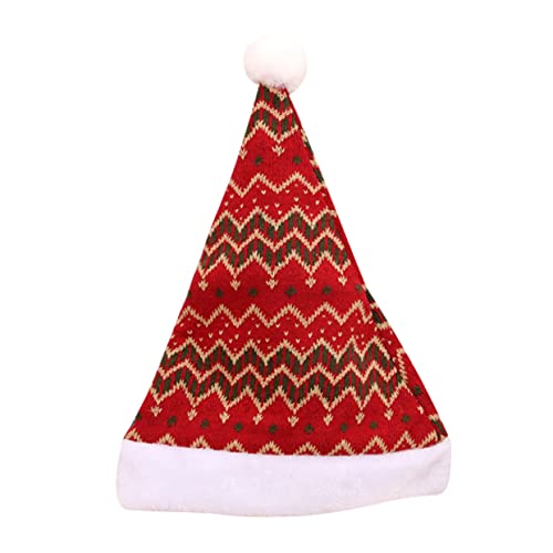 PLAFOPE 1stk Weihnachtsmütze Feiertage Partyhut Hässliche Strickmütze Weihnachtsmann-mütze Weihnachtsfeier Weihnachtsplüschmütze Frohe Weihnachten Hut Weihnachtswintermütze Stoff Rot von PLAFOPE