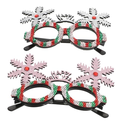 PLAFOPE 2 Stk Dekorationsgläser Für Das Neue Jahr Glitzernde Weihnachtsbrille Lustige Brille Feier Party Gefallen Party-cartoon-kopf-dekor Festival Dekorative Gläser Cosplay-brille Plastik von PLAFOPE