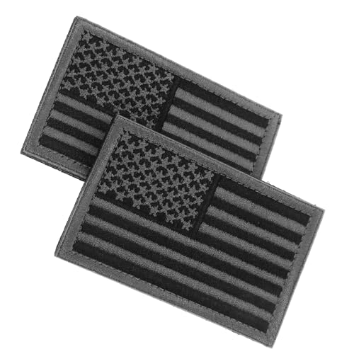 PLAFOPE 2 Stück Taktische Flaggen Aufnäher Selbstklebende Amerikanische Flagge Militäruniform Emblem Anthrazit Ideal Für Jacken Rucksäcke Und Kleidung von PLAFOPE