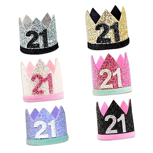 PLAFOPE 21 Hut Zum Geburtstag Ausgefallene Partyhüte Mini-hut Geburtstagsgeschenke Mini-tiara -geburtstagsmütze Geburtstag Tiara Stirnband Geburtstag Kopfschmuck Zahl Geburtstag von PLAFOPE