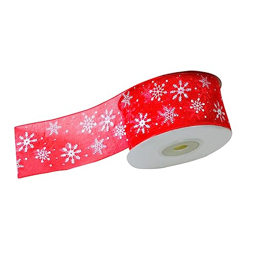 PLAFOPE 25 Yards Schneeband Rot Mit 40 Mm Breite Für Weihnachtsbaumschleifen Geschenkverpackungen Und Festliche Dekorationen Mit Schneeflocken von PLAFOPE