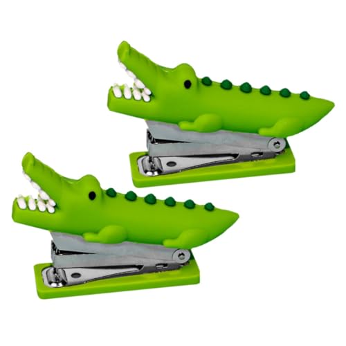 PLAFOPE 2St Alligator-Hefter Hefter klein Hefter in Tierform Mini-Booklet Tierisches Bürozubehör Broschüren werkzeug deko Silikon-Tierhefter wiederverwendbarer Papierhefter Kieselgel Green von PLAFOPE