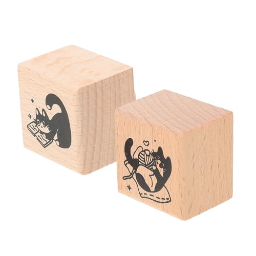 PLAFOPE 2St Katzenrobbe holzstempel set katzenstempel Vintage-Stempel DIY-Stempel Tierstempel für Kinder Tintenstempel für Kinder Briefmarken für Naturszenen Zeitschriftenstempel von PLAFOPE