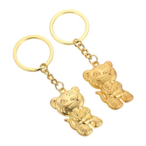 PLAFOPE 2St Tiger Schlüsselanhänger exquisite Schlüsselanhänger Schlüsselanhänger-Anhänger Charme tierische bescherung animal-design Taschenanhänger hängende Verzierungen Metall Golden von PLAFOPE