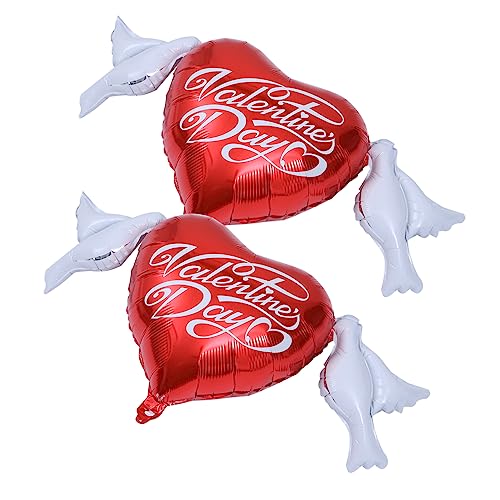 PLAFOPE 2st Liebe Taube Ballon Liebes-herz-ballons Gedenkballons Valentinstag-party Valentinstag Dekorationen Valentinstag Herzballons Hochzeitsballons Herz Dekor Rot Aluminiumform von PLAFOPE