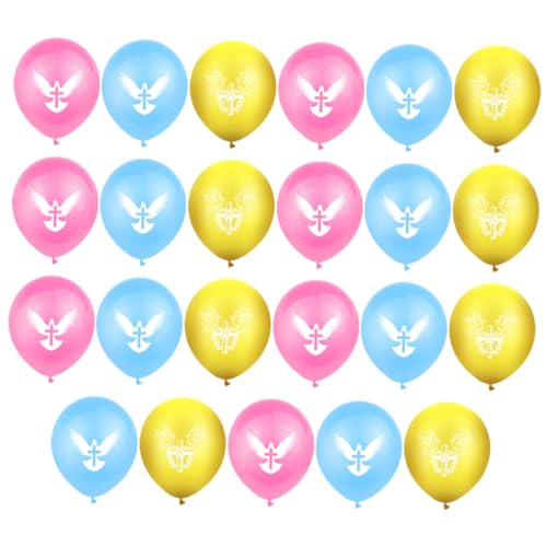 PLAFOPE 30 Stück Heilige Kommunion Luftballons Baby Taufe Luftballons Kreuzmuster Ballon Dekore Partygeschenke von PLAFOPE