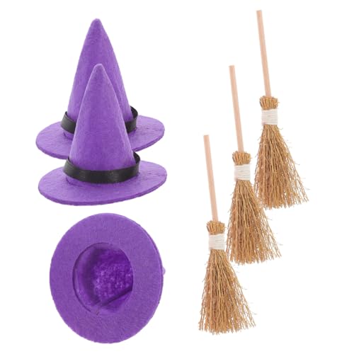 PLAFOPE 3Er Set Halloween Hexenhut Miniatur Hexenhut Winziger Besenhut Mini Puppenhut Mini Hut Winzige Hexenhüte Miniatur Hexenbesenhut Kleine Hexenhüte Zum Basteln Hexen von PLAFOPE