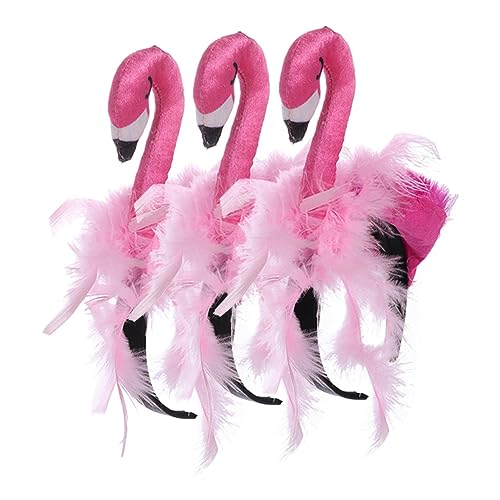 PLAFOPE 3St Flamingo-Stirnband Flamingo-Kostüm Haarfärbemittel Plüschhaar Tiere Haarbänder Strandparty-Stirnbänder Haarband kinderkostüme entzückender Kopfschmuck Party-Stirnband Samt von PLAFOPE