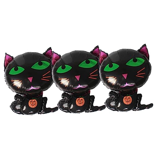 PLAFOPE 3St schwarzer Katzenballon orange Luftballons Halloween-Partygeschenke halloween atmosphäre halloween party Aufblasbare Katzen-Requisiten Partyballon Aluminiumfolie Black von PLAFOPE