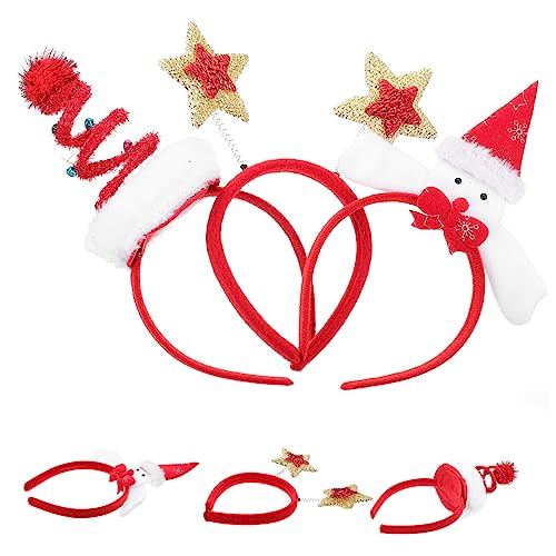 PLAFOPE 3st Weihnachtskopfschmuck Weihnachtsstern-stirnbänder Schneemann Weihnachtshaarbänder Weihnachtskostüm Stirnbänder Urlaub Stirnbänder Weihnachtskopfbedeckung Für Kinder Rot Stoff von PLAFOPE