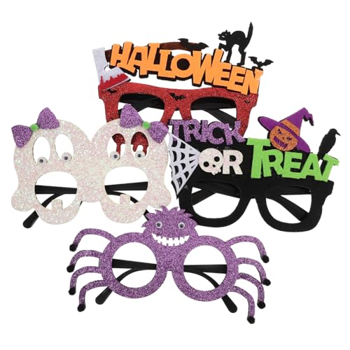 PLAFOPE 4 Stück Halloween-partybrille Halloween-brille Glitzerbrille Halloween-party-brillen Halloween-sonnenbrille Halloween Brillengestell Glitzernde Brillengestelle Lustige Partybrille von PLAFOPE