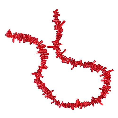 PLAFOPE 40 cm rote Chip-Perlen für Halsketten und Armbänder Material: 120 Stück lose Perlen zum Selbermachen von Schmuck unregelmäßige Korallenperlen von PLAFOPE