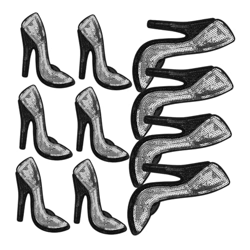 PLAFOPE 5 Paar High Heels Flicken Dekorative Kleidung Reparaturflicken Zum Aufnähen DIY Patch DIY Kleidung Nähen Applikation Stickerei Patches High Heel Stickerei Applikation von PLAFOPE