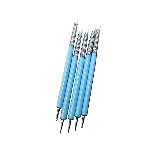 PLAFOPE 5 Stück 2 Punktierungswerkzeuge Punktierungsstift Stift zum Formen von Kuchen Tonmalpinsel modellierwerkzeug modelierwerkzeug Punktierstifte doppelendige Tonwerkzeuge Blue von PLAFOPE