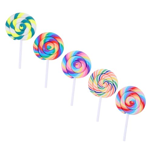 PLAFOPE 5 Stück Lollipop Requisiten Aus Polymer Ton Süßigkeiten Ornamente Gefälschte Lebensmittel Foto Requisiten Karneval Cosplay Dekoration Für Hochzeit Geburtstag Party Zubehör von PLAFOPE